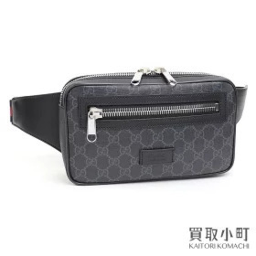 Gucci Soft GG Supreme Canvas Belt Bag Black Gray Web Hip Crossbody Plus